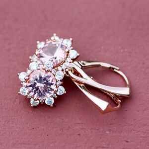 Pink Morganite Earrings Rose Gold , Handmade , Alternate May Birthstone